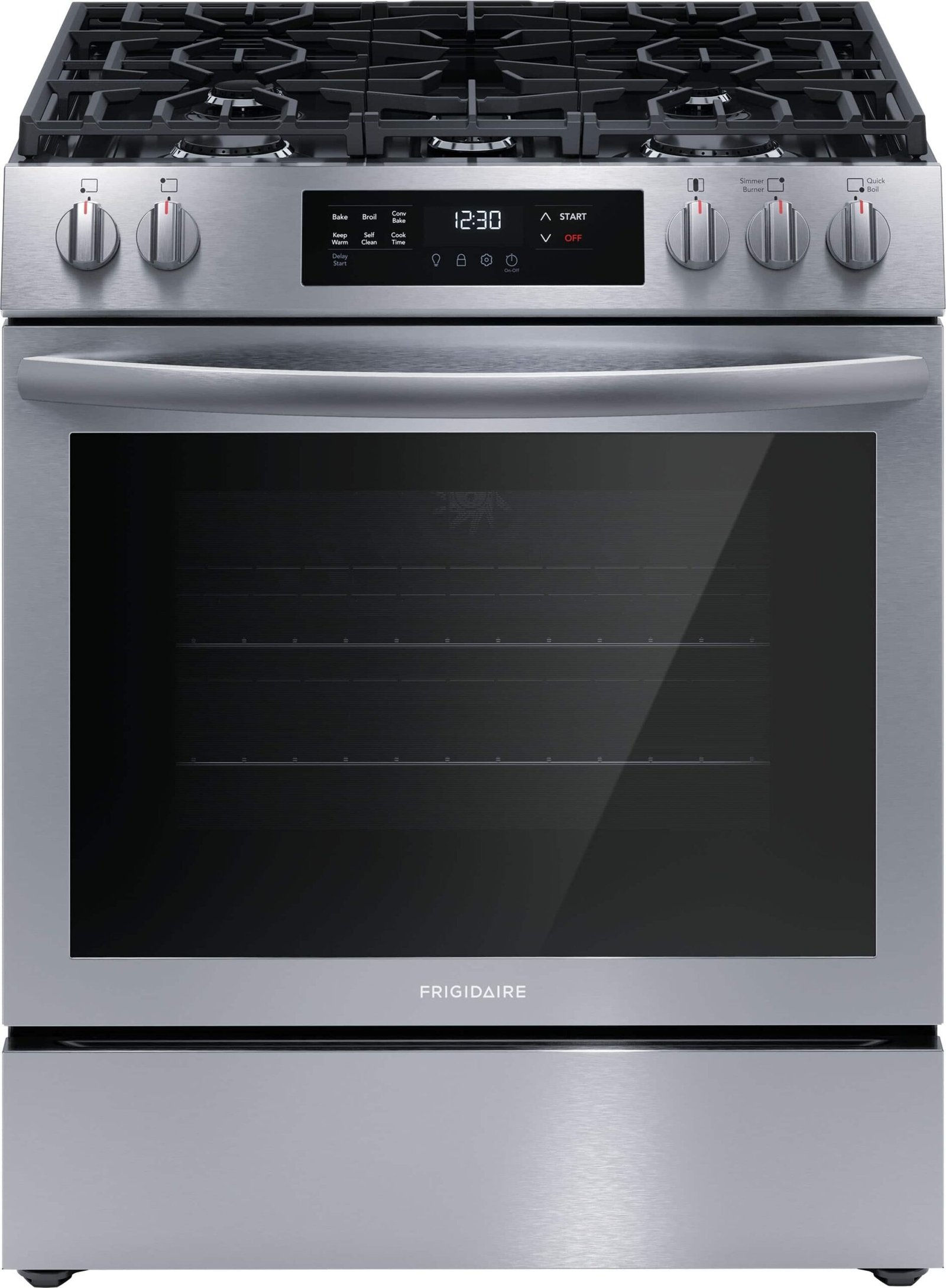 Kings Outlet Frigidaire 5.1 Cu. Ft. Slide-In Gas Range Self-cleaning Convection Bake Stainless Steel Frigidaire 5.1 Cu. Ft. Slide-In Gas Range Self-cleaning Convection Bake Stainless Steel from Kings Outlet