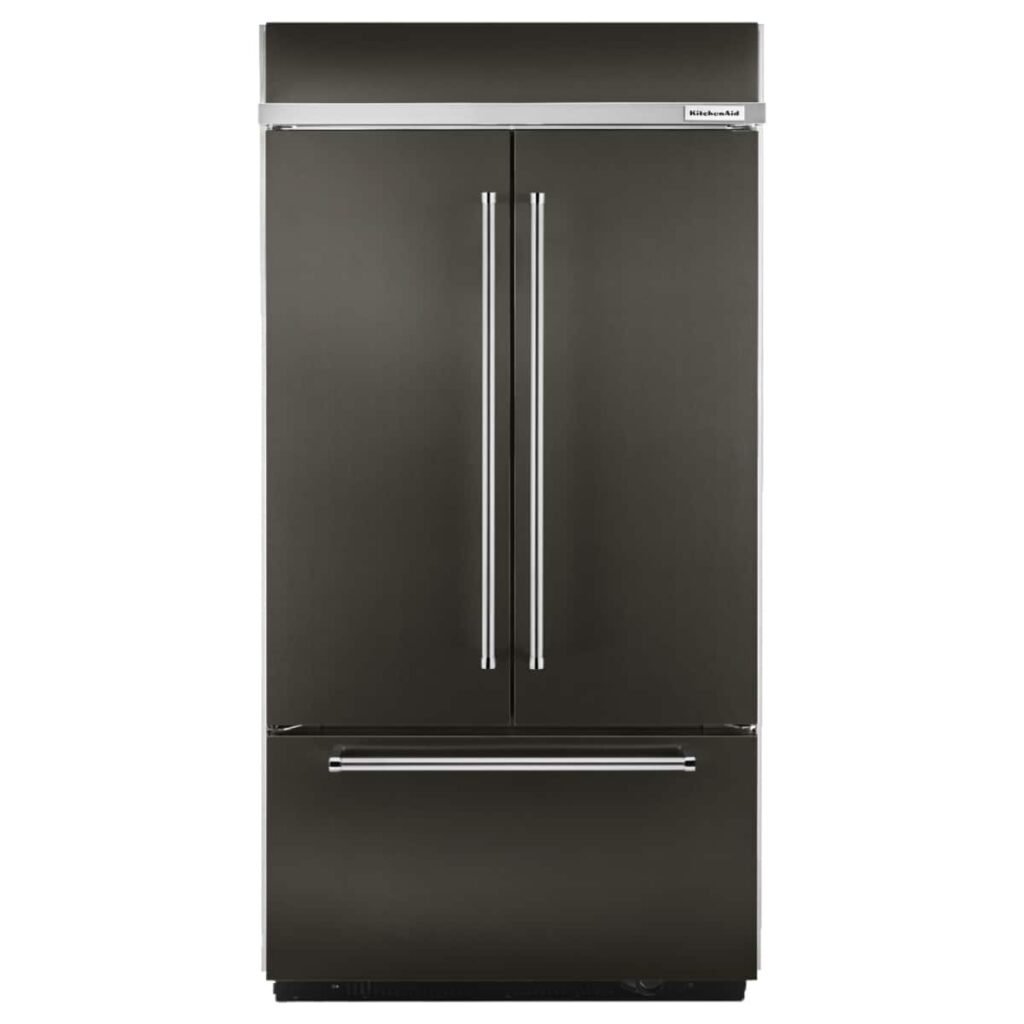 KitchenAid 24.2 Cu. Ft. 42" Width Built-In Stainless French Door Refrigerator Platinum Interior Design from Kings Outlet