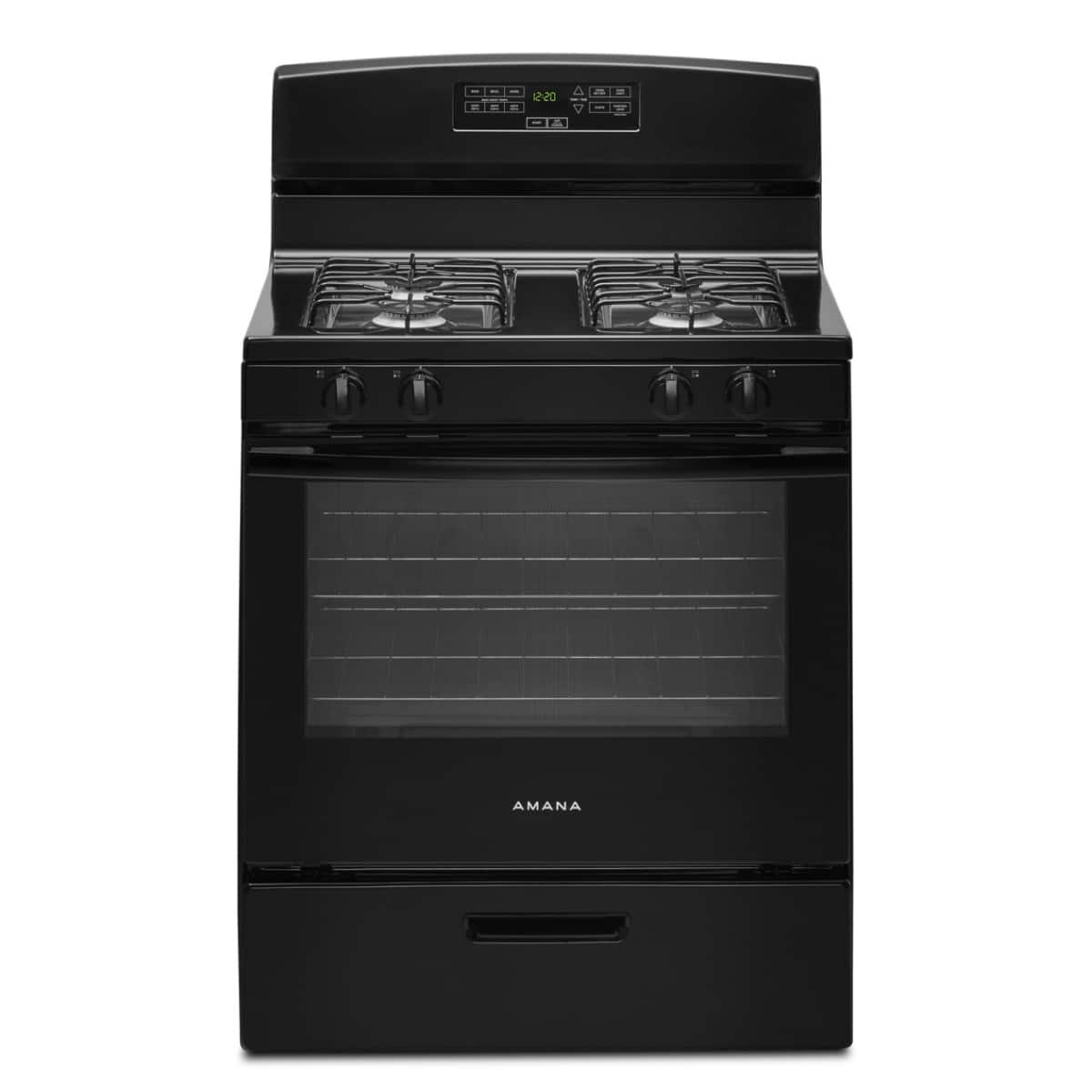 Kings Outlet Amana 5.1 Cu. Ft. Freestanding Gas Range Bake Assist Temps Black Amana 5.1 Cu. Ft. Freestanding Gas Range Bake Assist Temps Black from Kings Outlet