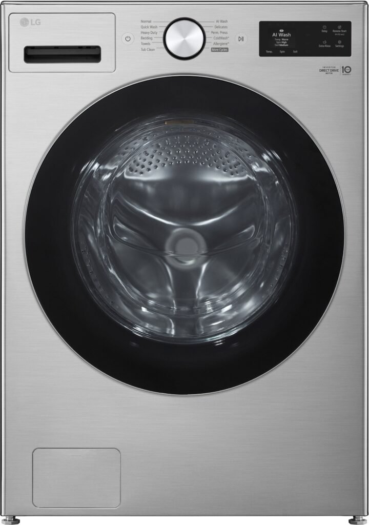 LG 5.0 Cu. Ft. High-Efficiency Stackable Smart Front Load Washer Steam TurboWash 360 Graphite from Kings Outlet