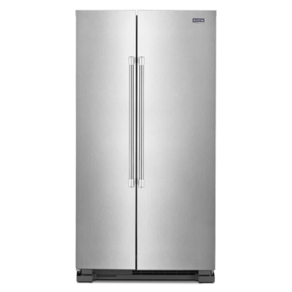 Maytag 25 Cu. Ft. Side-by-Side Freestanding Refrigerator Humidity-Controlled FreshLock Crisper Fingerprint-Resistant Stainless Finish fro...