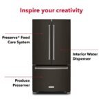 KitchenAid 21.9 Cu. Ft. French Door Counter-Depth Refrigerator Printshield Finish Black Stainless Steel from Kings Outlet