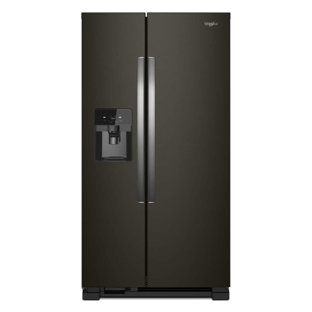 Whirlpool 21 Cu. Ft. Side-by-Side Refrigerator LED Interior Lighting Black Stainless Steel from Kings Outlet