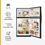 Whirlpool 20.5 Cu. Ft. Top-Freezer Refrigerator Frameless Glass Shelves Black from Kings Outlet