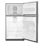Whirlpool 20.5 Cu. Ft. Top-Freezer Refrigerator Frameless Glass Shelves Monochromatic Stainless Steel from Kings Outlet