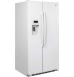 GE 21.9 Cu. Ft. Side-by-Side Counter-Depth Refrigerator Integrated Shelf Support System White from Kings Outlet