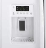 GE 21.9 Cu. Ft. Side-by-Side Counter-Depth Refrigerator Integrated Shelf Support System White from Kings Outlet
