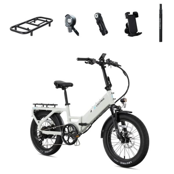 Lectric eBikes XP4 750 Step-Thru Foldable Long-Range eBike Max 85mi/28mph + LevelUp Rack/Seat Post/Elite from Kings Outlet