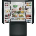 GE 24.7 Cu. Ft. French Door Refrigerator Internal Water Dispenser High Gloss Black from Kings Outlet