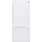 GE 21.0 Cu. Ft. Bottom-Freezer Refrigerator LED Internal Lighting High Gloss White from Kings Outlet