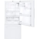 GE 21.0 Cu. Ft. Bottom-Freezer Refrigerator LED Internal Lighting High Gloss White from Kings Outlet