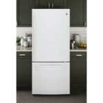 GE 21.0 Cu. Ft. Bottom-Freezer Refrigerator LED Internal Lighting High Gloss White from Kings Outlet