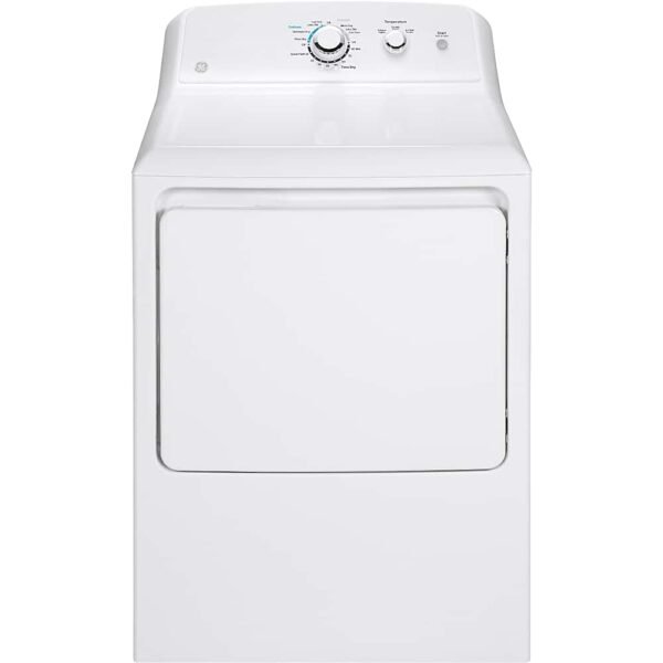 GE 6.2 Cu. Ft. Electric Dryer Shallow Depth Flat Back Design White from Kings Outlet