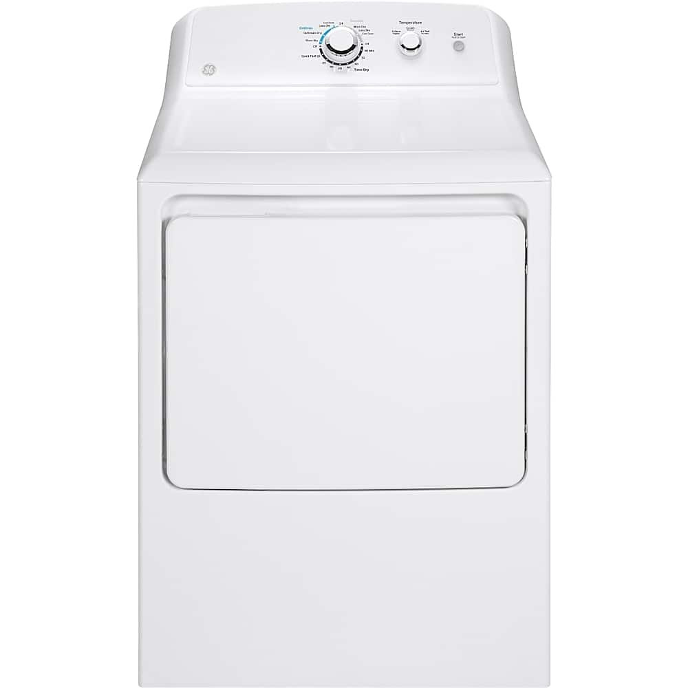 GE 6.2 Cu. Ft. Electric Dryer Shallow Depth Flat Back Design White from Kings Outlet