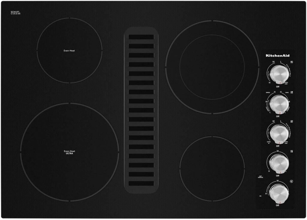 KitchenAid 30" Built-In Downdraft Electric Cooktop 4 Burners Black from Kings Outlet