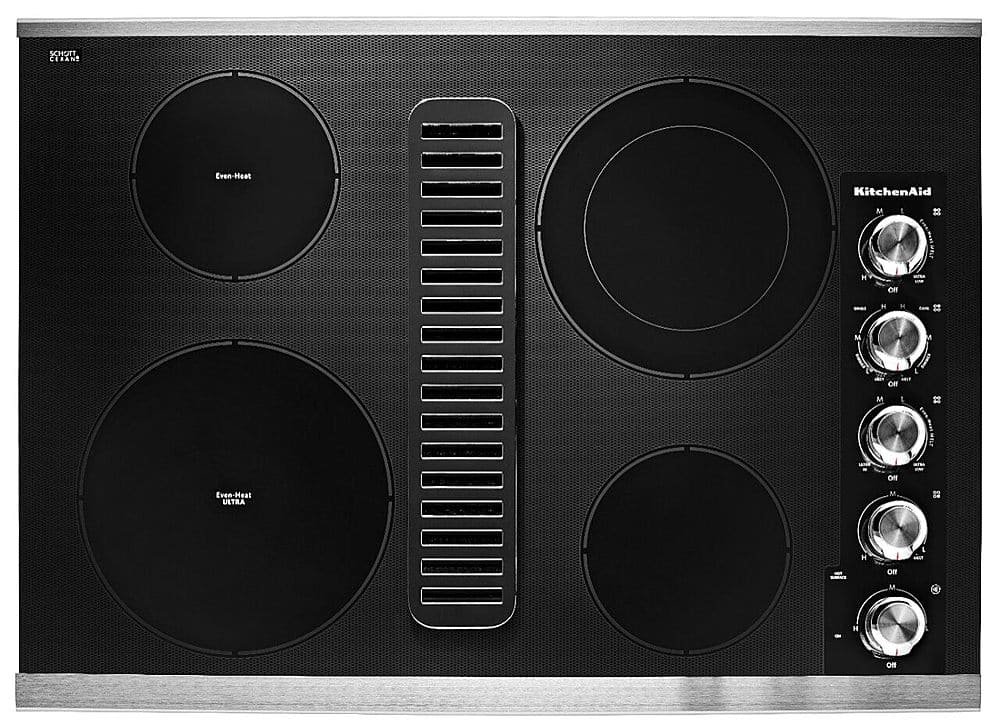KitchenAid 30" Built-In Downdraft Electric Cooktop 4 Burners Stainless Steel from Kings Outlet