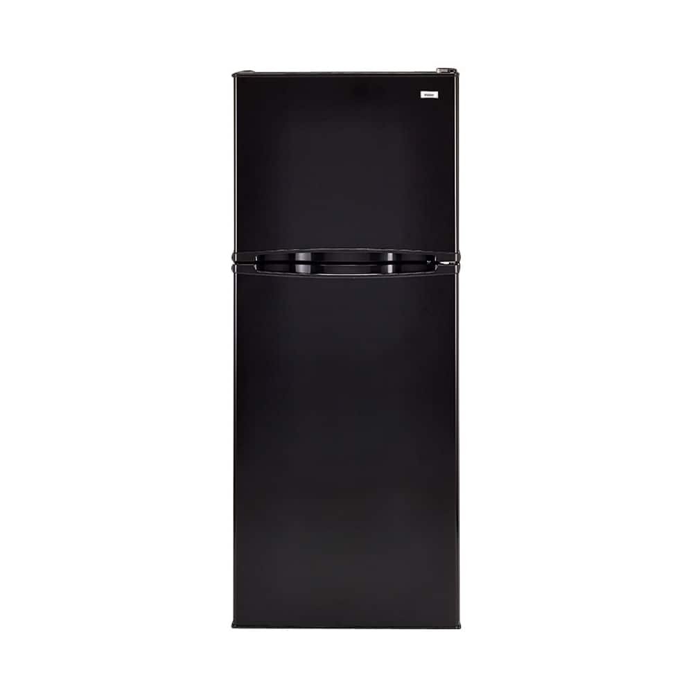 Haier 9.8 Cu. Ft. Top-Freezer Refrigerator Adjustable Spill-Proof Glass Shelves Black from Kings Outlet