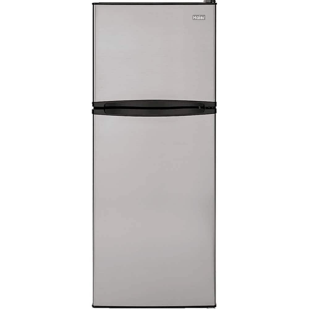 Haier 9.8 Cu. Ft. Top-Freezer Refrigerator Adjustable Spill Proof Glass Shelves Stainless Steel from Kings Outlet