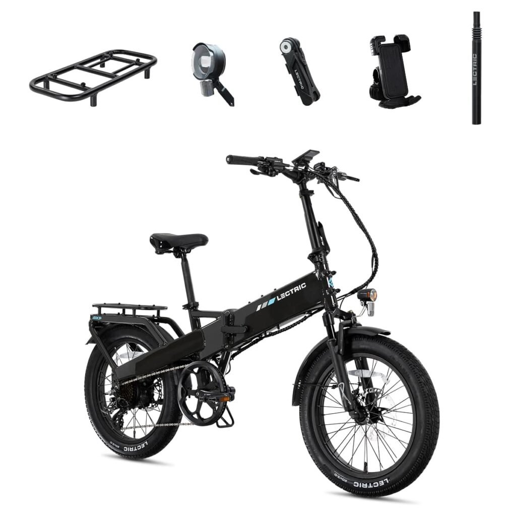Lectric eBikes XP4 750 Step-Over Foldable Long-Range eBike Max 85mi/28mph + LevelUp Rack/Seat Post/Elite from Kings Outlet