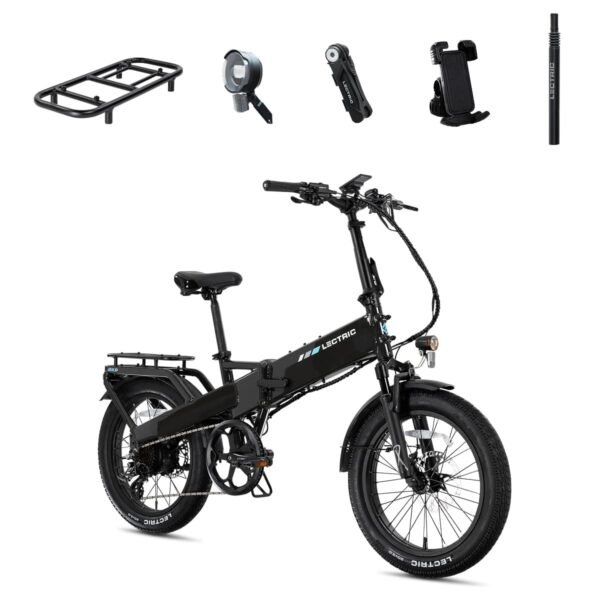 Lectric eBikes XP4 750 Step-Over Foldable Long-Range eBike Max 85mi/28mph + LevelUp Rack/Seat Post/Elite from Kings Outlet