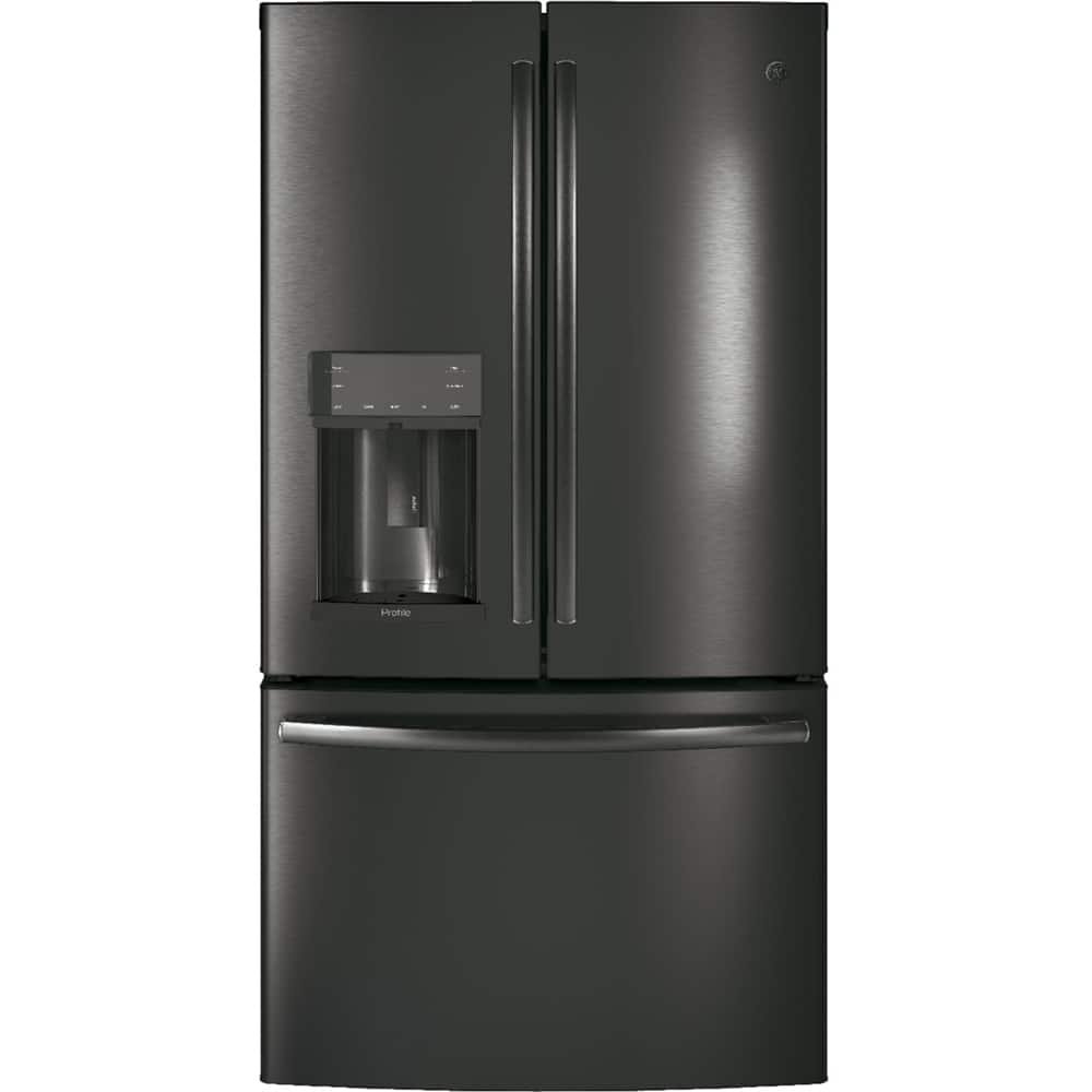 GE Profile 22.1 Cu. Ft. French Door Counter-Depth Refrigerator Hands-Free AutoFill Black Stainless Steel from Kings Outlet