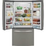 GE 18.6 Cu. Ft. French Door Counter-Depth Refrigerator Internal Water Dispenser Slate from Kings Outlet