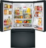 GE 27.0 Cu. Ft. French Door Refrigerator Internal Water Dispenser High Gloss Black from Kings Outlet
