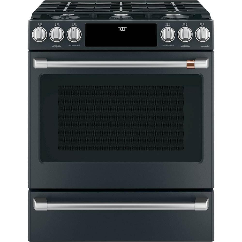 Café 5.6 Cu. Ft. Self-Cleaning Slide-In Gas Convection Range Customizable Matte Black from Kings Outlet