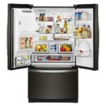 Whirlpool 27 Cu. Ft. French Door Refrigerator Platter Pocket Black Stainless Steel from Kings Outlet