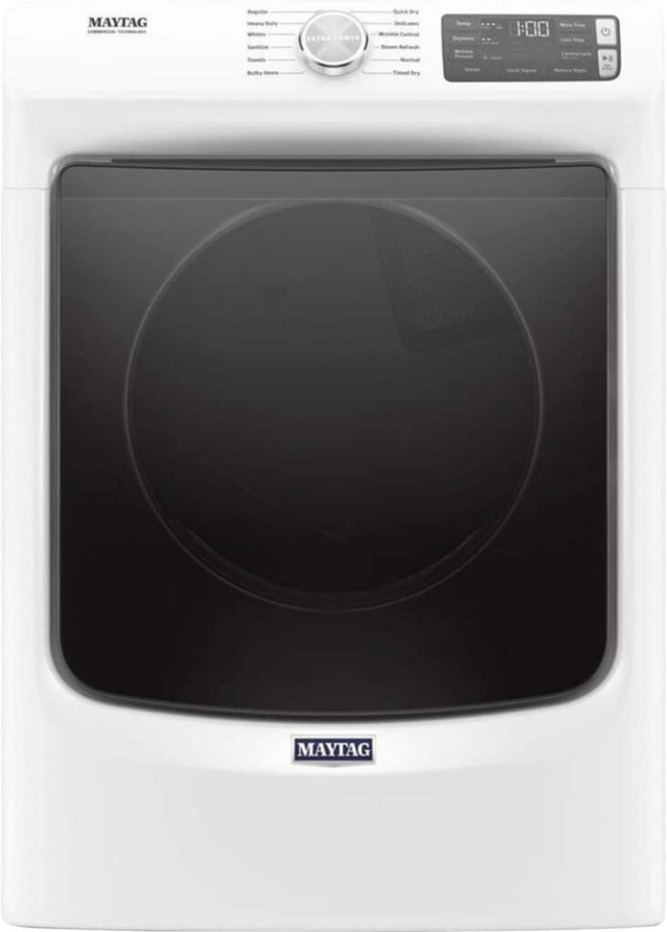 Maytag 7.3 Cu. Ft. Stackable Electric Dryer Steam Extra Power Button White from Kings Outlet