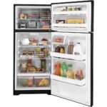 GE 16.6 Cu. Ft. Top-Freezer Refrigerator Interior LED Lighting Black from Kings Outlet