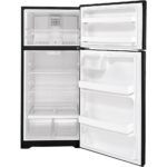 GE 16.6 Cu. Ft. Top-Freezer Refrigerator Interior LED Lighting Black from Kings Outlet