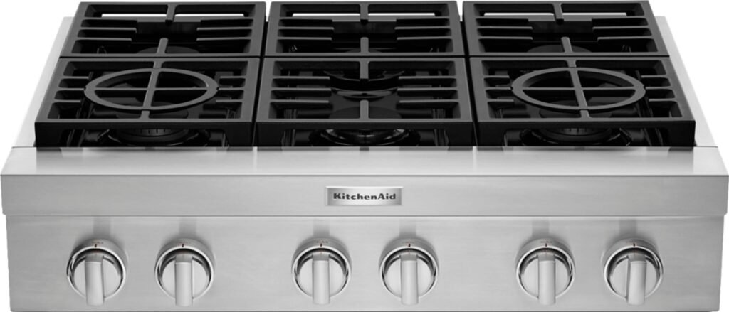 KitchenAid Commercial-Style 36" Built-In Gas Cooktop Stainless Steel from Kings Outlet