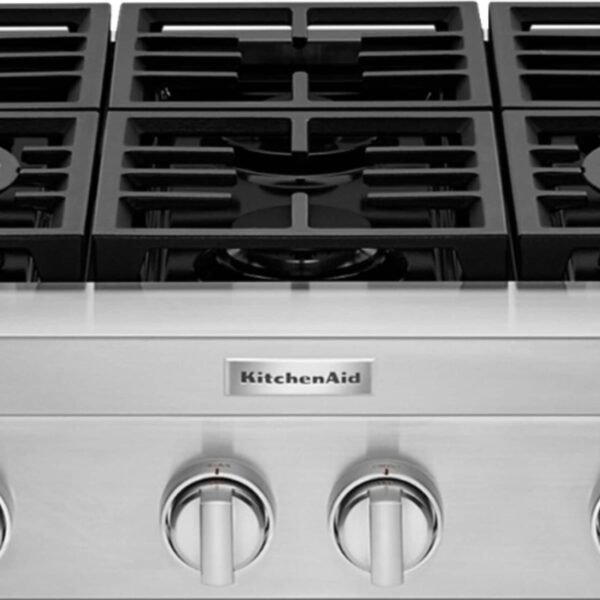 KitchenAid Commercial-Style 36" Built-In Gas Cooktop Stainless Steel from Kings Outlet