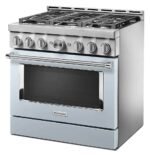KitchenAid Commercial-Style 5.1 Cu. Ft. Slide-In Gas True Convection Range Self-Cleaning Misty Blue from Kings Outlet