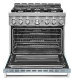 KitchenAid Commercial-Style 5.1 Cu. Ft. Slide-In Gas True Convection Range Self-Cleaning Misty Blue from Kings Outlet