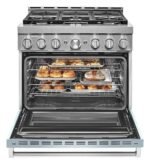 KitchenAid Commercial-Style 5.1 Cu. Ft. Slide-In Gas True Convection Range Self-Cleaning Misty Blue from Kings Outlet