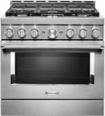 KitchenAid Commercial-Style 5.1 Cu. Ft. Slide-In Gas True Convection Range Self-Cleaning Stainless Steel from Kings Outlet