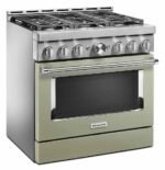 KitchenAid Commercial-Style 5.1 Cu. Ft. Slide-In Gas True Convection Range Self-Cleaning Avocado Cream from Kings Outlet