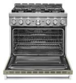 KitchenAid Commercial-Style 5.1 Cu. Ft. Slide-In Gas True Convection Range Self-Cleaning Avocado Cream from Kings Outlet