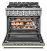 KitchenAid Commercial-Style 5.1 Cu. Ft. Slide-In Gas True Convection Range Self-Cleaning Avocado Cream from Kings Outlet