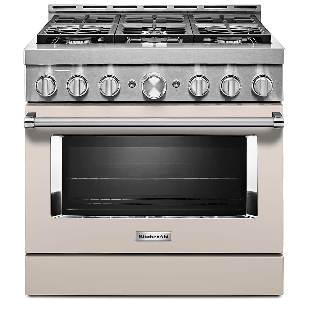 KitchenAid Commercial-Style 5.1 Cu. Ft. Slide-In Gas True Convection Range Self-Cleaning Milkshake from Kings Outlet