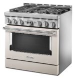 KitchenAid Commercial-Style 5.1 Cu. Ft. Slide-In Gas True Convection Range Self-Cleaning Milkshake from Kings Outlet