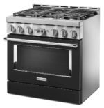 KitchenAid Commercial-Style 5.1 Cu. Ft. Slide-In Gas True Convection Range Self-Cleaning Imperial Black from Kings Outlet
