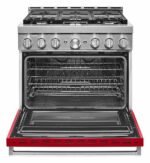 KitchenAid Commercial-Style 5.1 Cu. Ft. Slide-In Gas True Convection Range Self-Cleaning Passion Red from Kings Outlet