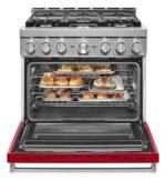 KitchenAid Commercial-Style 5.1 Cu. Ft. Slide-In Gas True Convection Range Self-Cleaning Passion Red from Kings Outlet