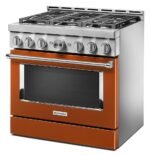 KitchenAid Commercial-Style 5.1 Cu. Ft. Slide-In Gas True Convection Range Self-Cleaning Scorched Orange from Kings Outlet