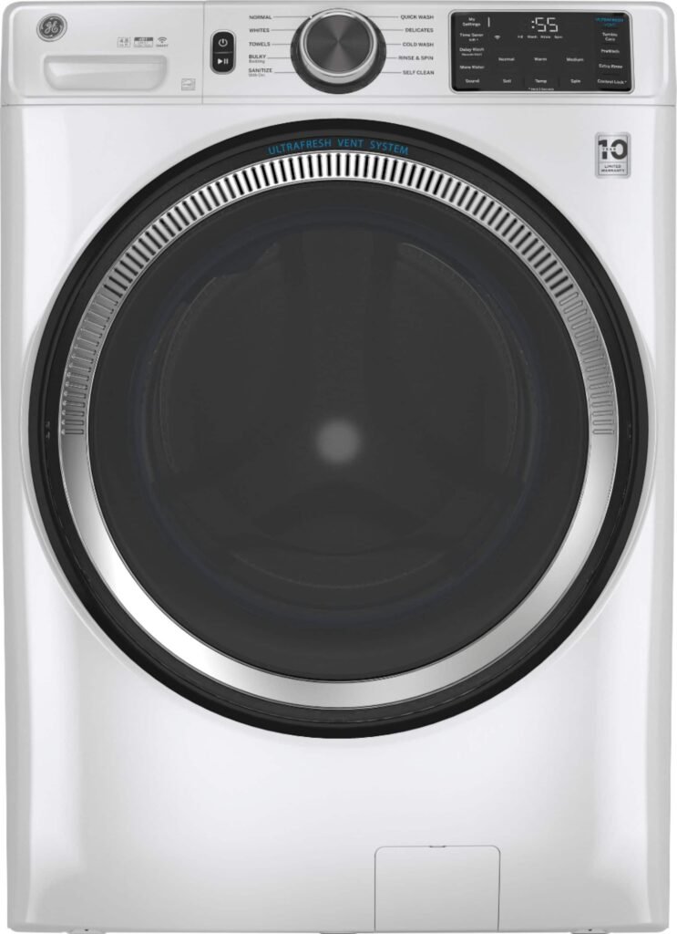 GE 4.8 Cu. Ft. High-Efficiency Stackable Smart Front Load Washer Odorblock Ultra Fresh Vent from Kings Outlet
