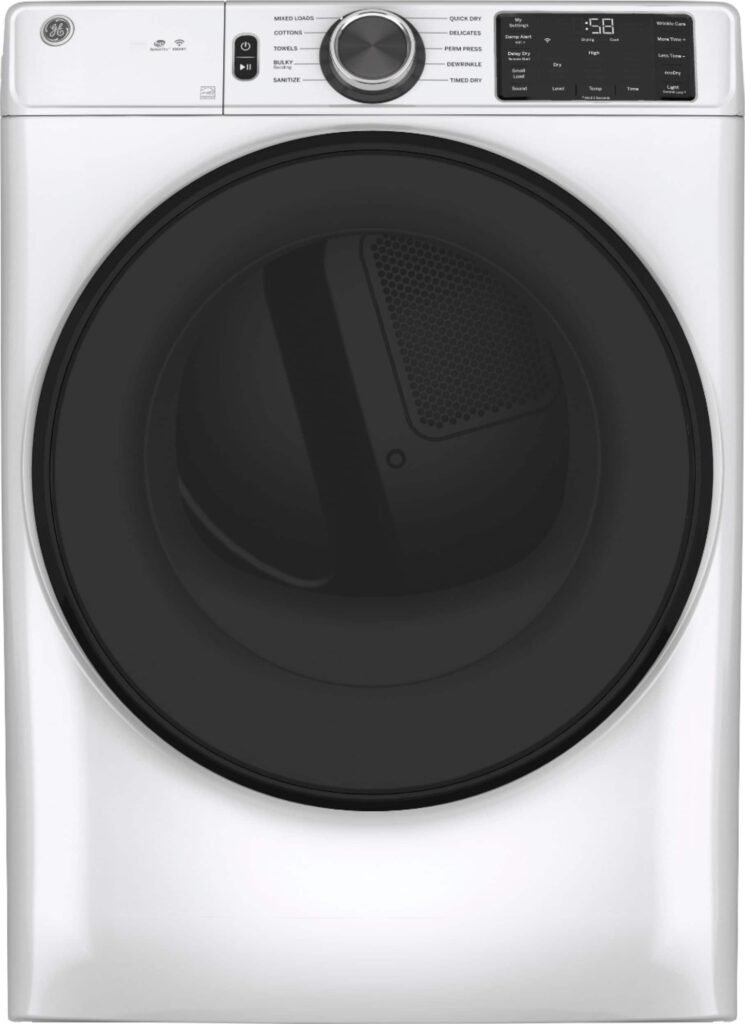 GE 7.8 Cu. Ft. Stackable Smart 10-Cycle Gas Dryer White from Kings Outlet