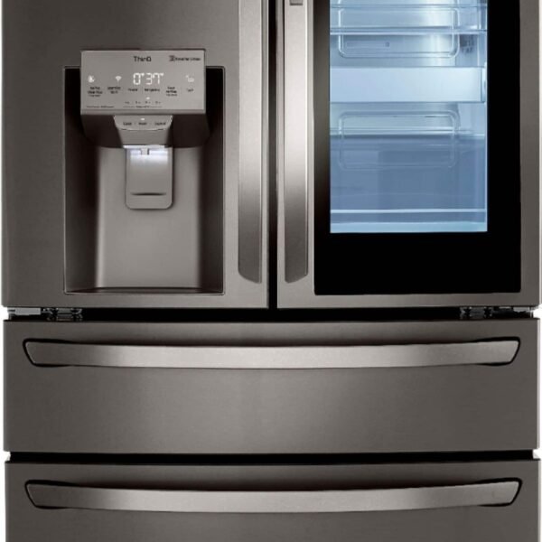 LG 22.5 Cu. Ft. 4-Door French Door-in-Door Counter-Depth Smart Refrigerator Craft Ice Black Stainless from Kings Outlet